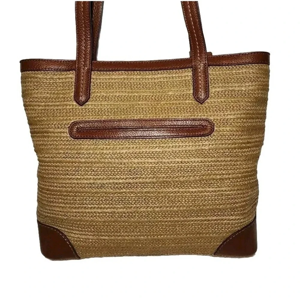 BRIGHTON  TARA TOTE RAFFIA STRAW & BOURBON LEATHER HANDBAG  Bag